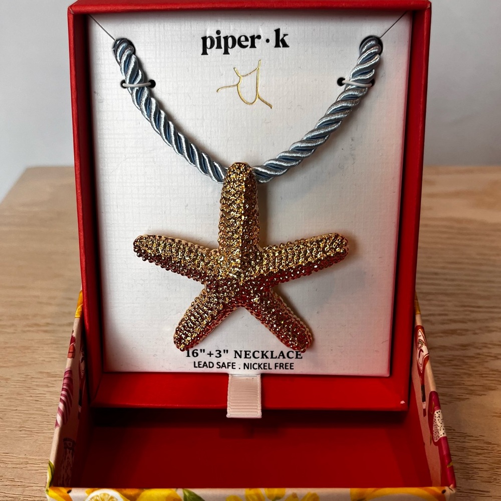 New with Box Piper K Gold Starfish Pendant Necklace